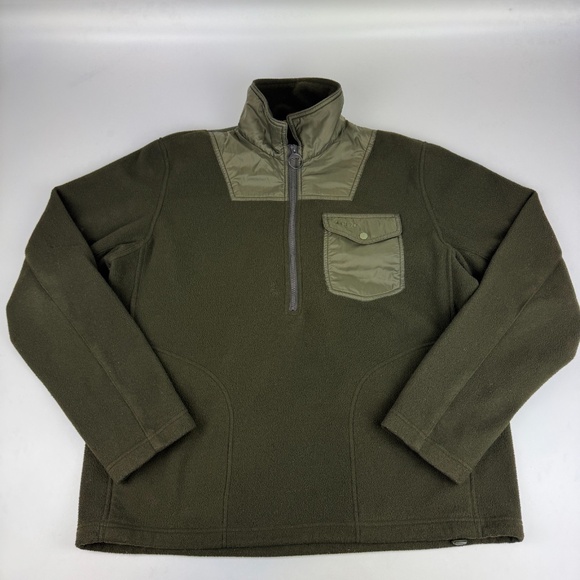 Barbour Mens Sz XL Farimond Fleece Pullover Olive Green Half Zip Outdoor Jacket - Picture 1 of 8